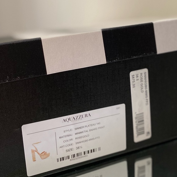 New Aquazzura Sinner Snake-Embossed Metallic Leather Sandals 38.5 $875 - Picture 11 of 11